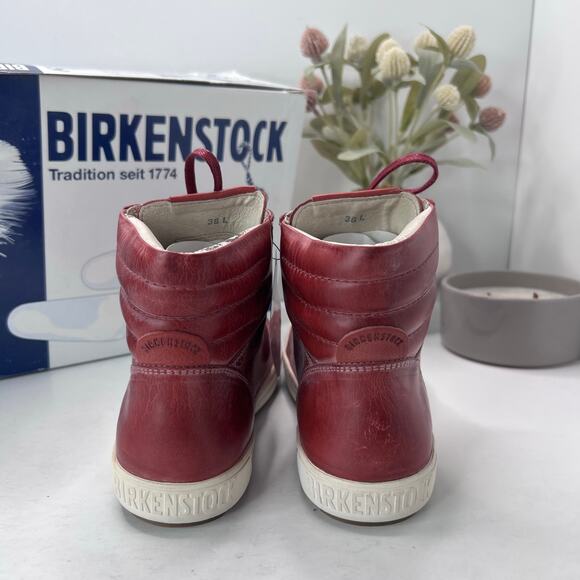 Birkenstock Bartlett Goat Leather High Top Shoes Red 450351 Women 5/EU 36 NWB - Picture 2 of 10